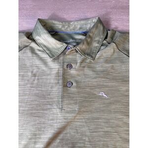 Tommy Bahama Island Zone Mens Polo Shirt Green Heathered Textured Short Sleeve L
